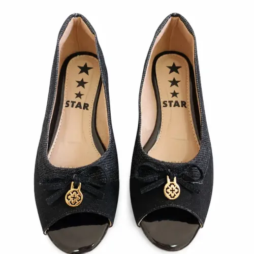 Sapatilha Peep Toe Feminina Bico Redondo Confortável