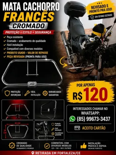 Mata-cachorro francês cromado para moto