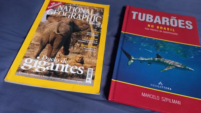 Livro tubarões do Brasil + national geographic duelo de gigantes 