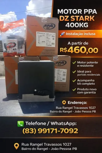 Motor para portão PPA DZ Stark 400kg (kl) com instalação já inclusa