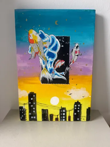 Pintura feita a mão quadro 20 x 30 cm