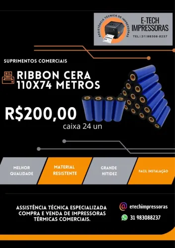 CAIXA DE RIBBON CERA 110x74 INKANTO C24 UNIDADES