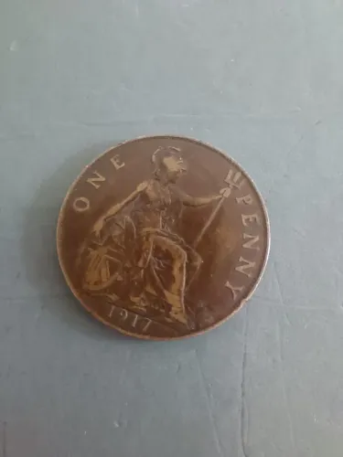 Moeda antiga one Penny reino unido ano 1917mmbc
