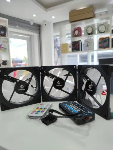 Kit Ventoinhas Hayom FC1308 RGB 3 Fans 120mm Novo