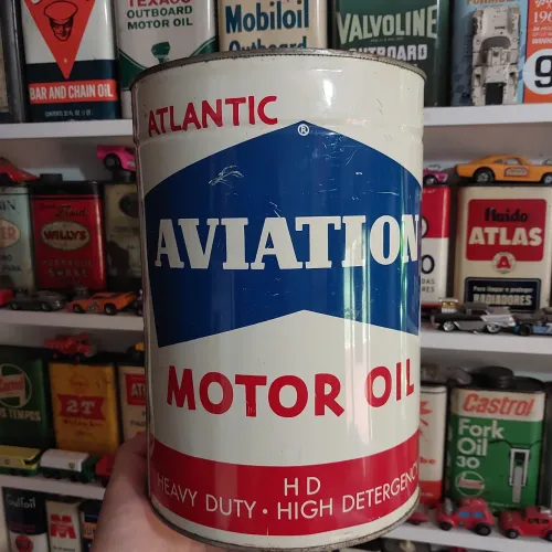 Antiga lata de óleo Atlantic Aviation não Esso Shell Texaco Sunoco Mobil Pennzoil 