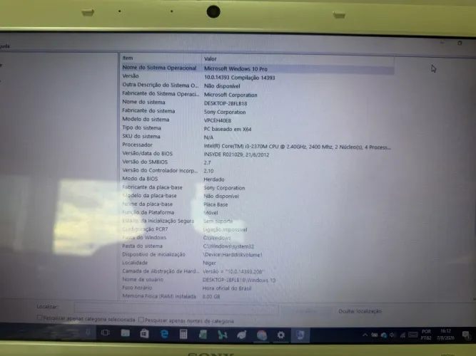 Notebook vaio sony I3 Branco