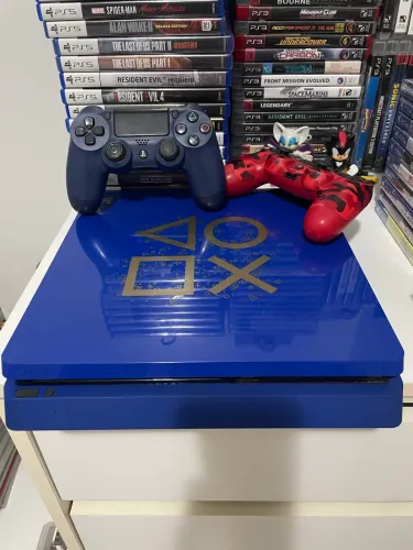 PS4 Slim Days of Play Azul + jogos, leia anúncio