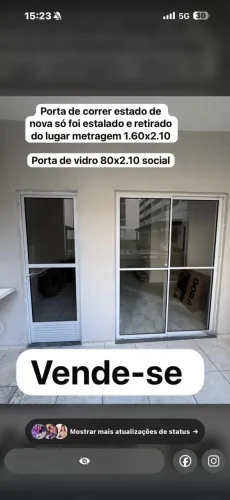 2 Portas Alumínio Branco com Vidro - Novas | Porta Social + Correr