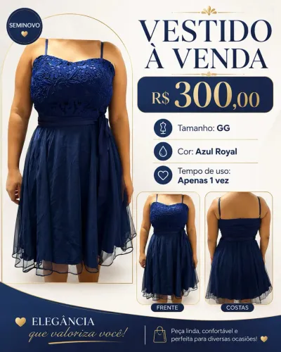 VESTIDO DE FESTA AZUL ROYAL
