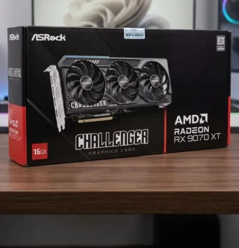 AMD RX 9070 XT ASRock Challenger 16GB Triple Fan - Semi Nova, Caixa e Garantia