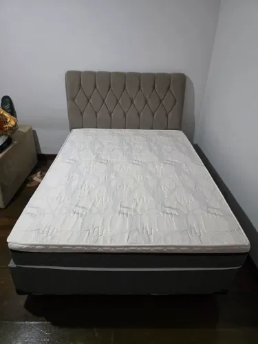Cama Box Casal + Colchão Hellen Prime Plus + Cabeceira Estofada