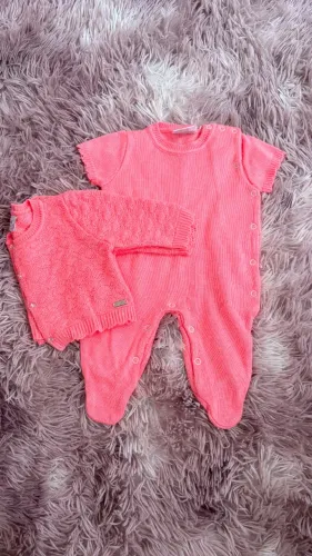 Conjunto tricô bebê 0/3 meses