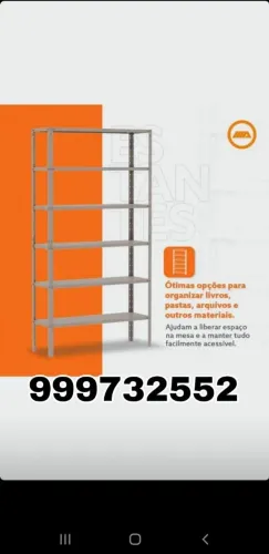 Estante de ferro Pintura eletrostática cinza 6 bandejas