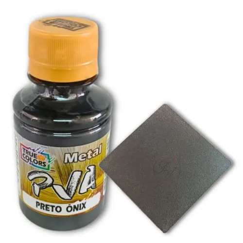 Tinta PVA Metalizada 100ml True Colors Preto Onix Artesanato Para MDf Eva Papel Etc
