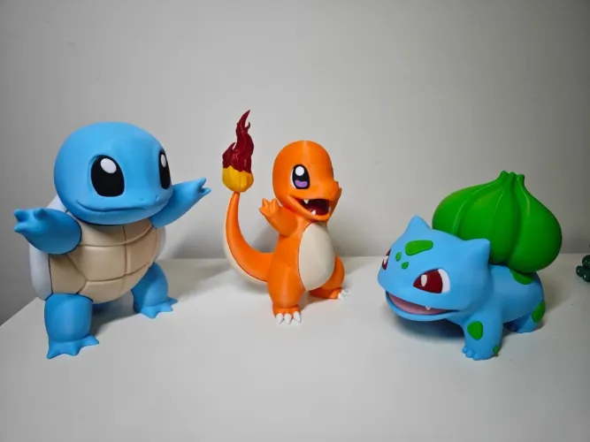 Trio Inicial Pokémon - Charmander, Squirtle e Bulbasaur | Impressão 3D