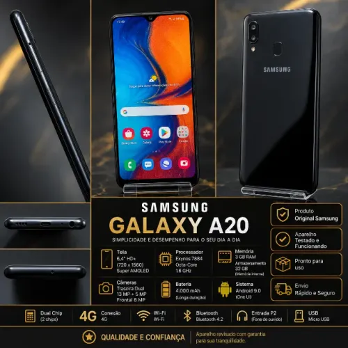 Samsung Galaxy A20 Dual Sim 32 Gb Preto 3 Gb Ram (Usado)