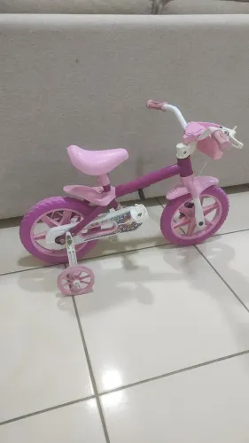 Bicicleta Rosa Infantil Aro 12 Menina Cestinha
