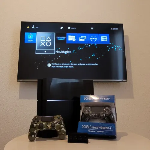 Ps4 fat 500GB + 2 controles + Suportes | Completo