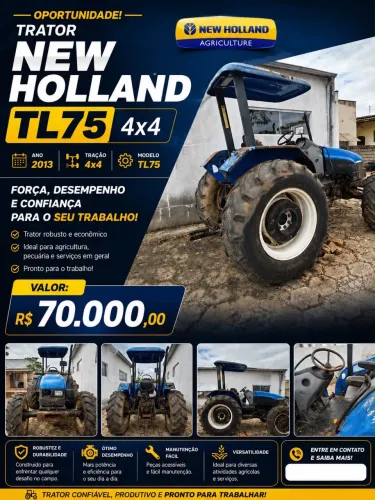 Trator new holhand TL75. 2013