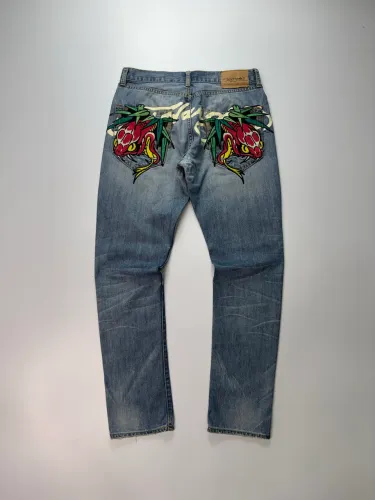 VINTAGE ED HARDY JEANS DOUBLE SNAKE SIGN