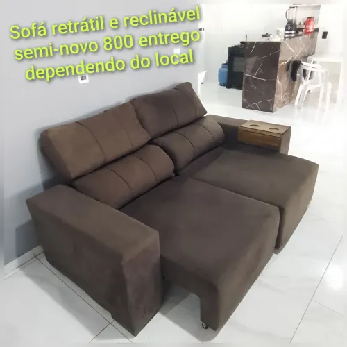 Sofá retrátil e reclinável semi-novo 800 entrega dependendo do local
