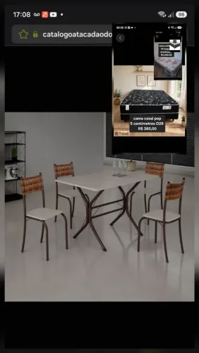 MESA 4C MOVEIS TEIXEIRA ATLANTA RETANGULAR 120X75 C/RATAN CARVALHO MARROM / OFF WHITE
