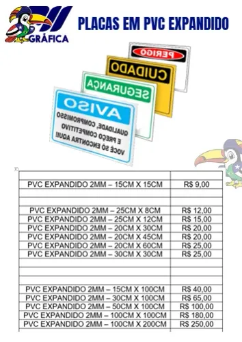 PLACAS EM PVC EXPANDIDO