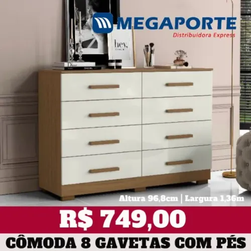 Cômoda 8 Gavetas com Pés (NOVO) Entrega Grátis!