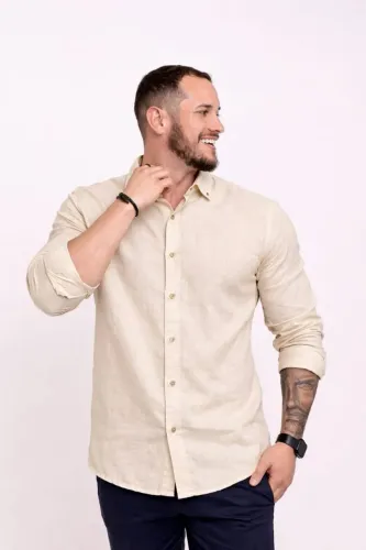 Camisa Social Linho Manga Longa 