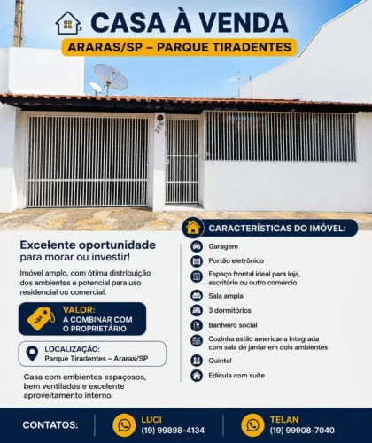 Casa a Venda Parque Tiradentes Araras