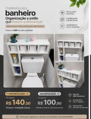 Kit prateleira organizador de banheiro multiuso MDF novo estilo e praticidade