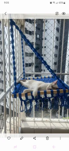 Cama para gato em macrame