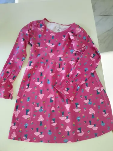 Vestido manga longa, roxo com ?, até 8anos