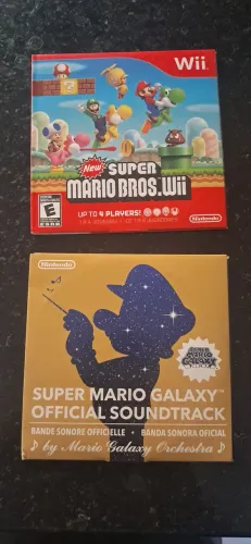 Kit jogo e cd New Super Mario bros e cd de áudio Mário Galaxy 