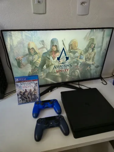 PS4 Slim 1TB + 2 Controles + Assassin?s Creed Unity | 3 Meses de Garantia