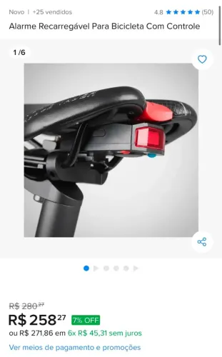 LED e ALARME recarregável para bicicleta com controle