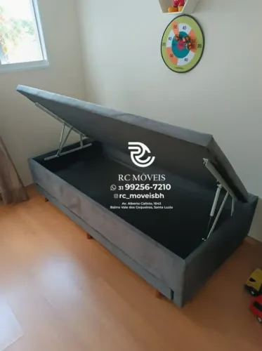 Cama box estruturada Baú Para solteiro com Cama completa Auxiliar 88x1,88 D33 Baú Blindad
