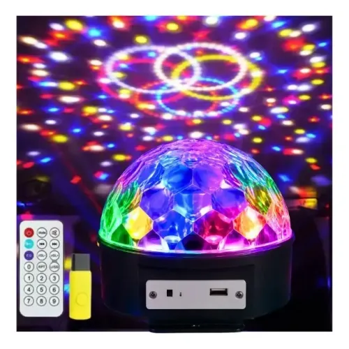Luminária Globo RGB LED Meia Bola Bluetooth Musical Balada DJ Bivolt