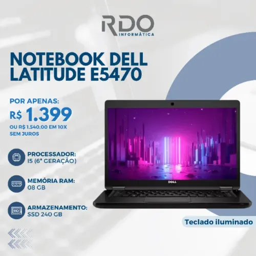 Notebook Dell Latitude E5470 Intel i5 6ª Geração 8GB RAM SSD 240GB - Muito barato!