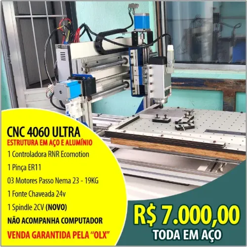 CNC Router 40x60cm em Aço, Spindle 2CV - 127V