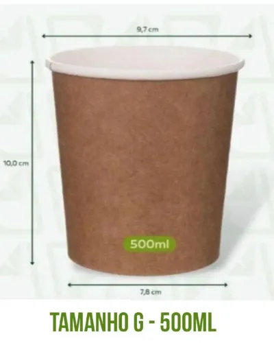 Potes de papel Kraft Tam.G (500ml) - Lote com 625 unidades