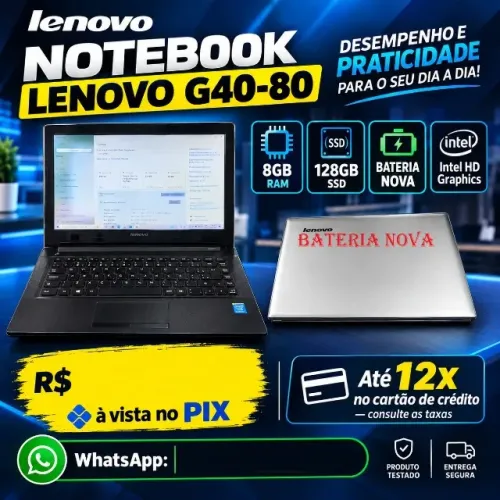 Notebook Lenovo G40-80 I3 8 gb  Ssd128 Bateria Nova 
