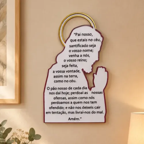 Placa Decorativa Religiosa com Oração do Pai Nosso