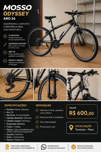 Vendo bicleta aro 26 Mosso odyssey usada bom estado