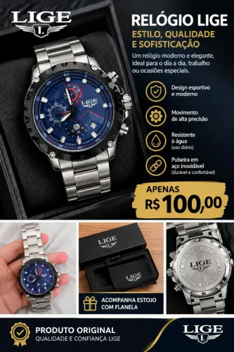 RELOGIO LIGE ORIGINAL FUNDO AZUL CALENDARIO