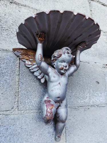 Anjo Barroco antigo madeira de lei - Arte Sacra 