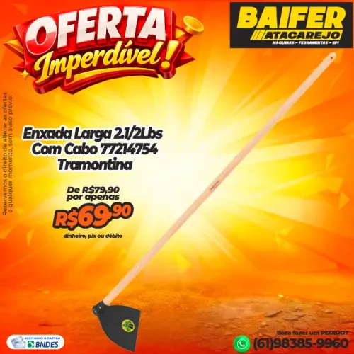 Enxada Larga 2.1/2Lbs Com Cabo * Tramontina
