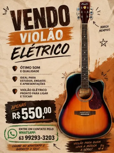Violão Memphis by Tagima Folk Sunburst + Capa, Correia e Capotraste