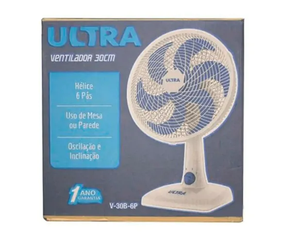 Ventilador ULTRA 30cm com 6 pás cor branca 