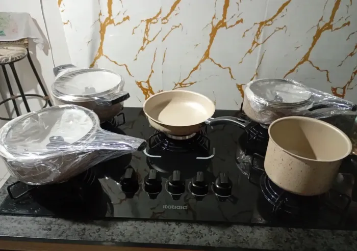 Jogo de Panelas 8 Peças Teflon Antiaderente - Cozinha Completa